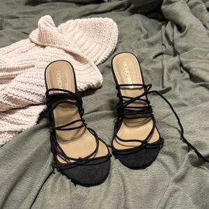 Fashion Nova Black Lace-Up Heels